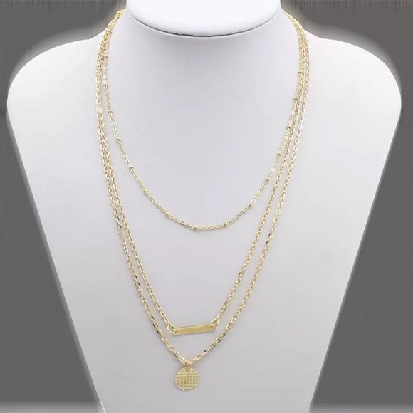 Delicate Gold Bar Layered Necklace - Picture 3 of 6